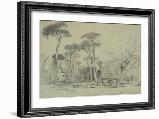 Fountain of the Sea-Horses in the Garden of the Villa Borghese, Rome-Edward Lear-Framed Giclee Print