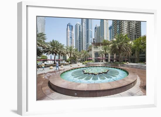 Fountain on the Dubai Marina Walk, Dubai, United Arab Emirates-Michael DeFreitas-Framed Photographic Print