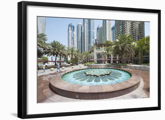 Fountain on the Dubai Marina Walk, Dubai, United Arab Emirates-Michael DeFreitas-Framed Photographic Print