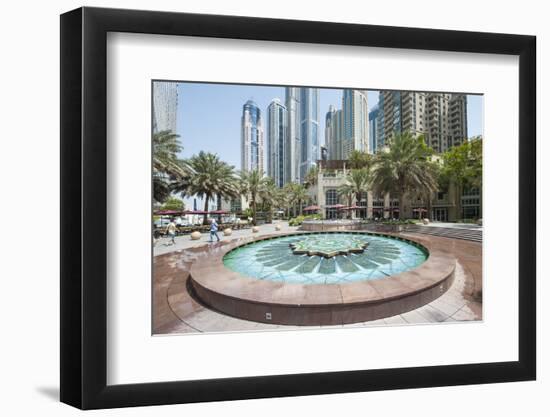 Fountain on the Dubai Marina Walk, Dubai, United Arab Emirates-Michael DeFreitas-Framed Photographic Print