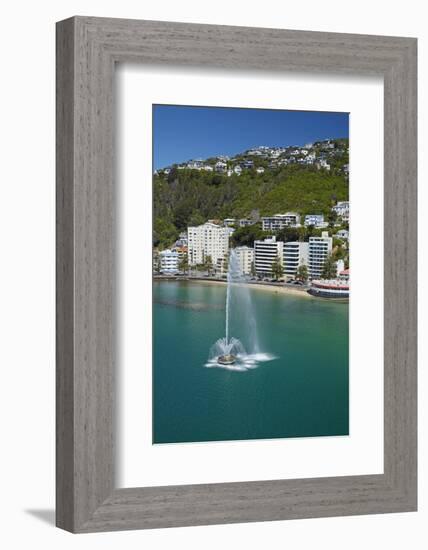 Fountain, Oriental Bay, and Mt Victoria, Wellington, New Zealand-David Wall-Framed Photographic Print