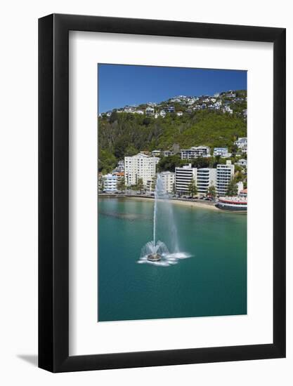 Fountain, Oriental Bay, and Mt Victoria, Wellington, New Zealand-David Wall-Framed Photographic Print