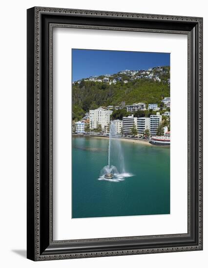 Fountain, Oriental Bay, and Mt Victoria, Wellington, New Zealand-David Wall-Framed Photographic Print