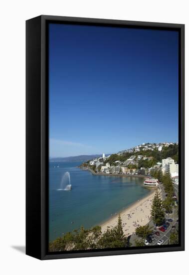 Fountain, Oriental Bay, Wellington, North Island, New Zealand-David Wall-Framed Premier Image Canvas