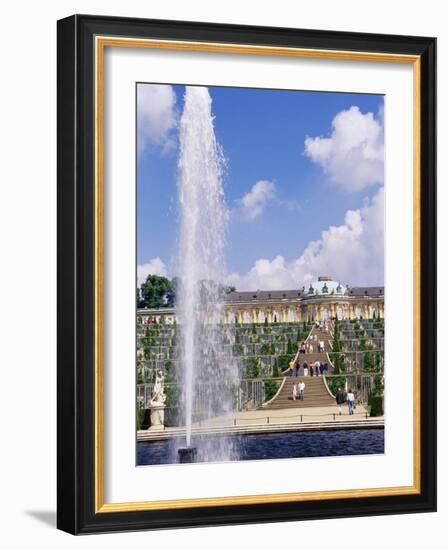 Fountain, Schloss Sanssouci (Sanssouci Palace), Unesco World Heritage Site, Potsdam, Germany-James Emmerson-Framed Photographic Print