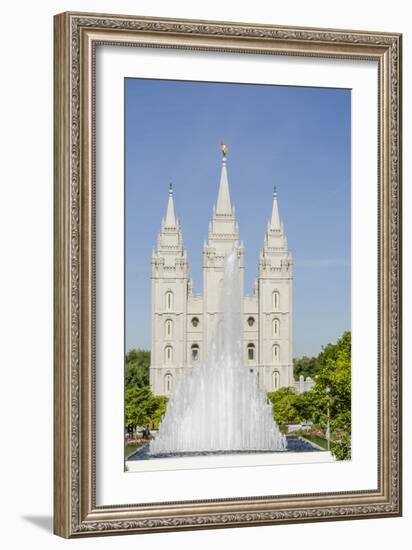 Fountain with Salt Lake Temple, Temple Square, Salt Lake City, Utah-Michael DeFreitas-Framed Photographic Print