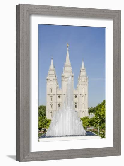 Fountain with Salt Lake Temple, Temple Square, Salt Lake City, Utah-Michael DeFreitas-Framed Photographic Print