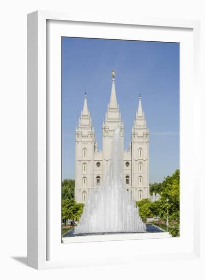 Fountain with Salt Lake Temple, Temple Square, Salt Lake City, Utah-Michael DeFreitas-Framed Photographic Print