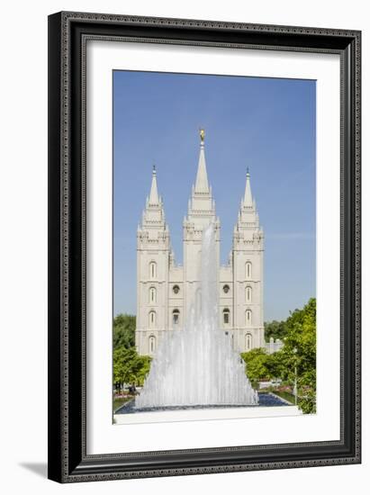 Fountain with Salt Lake Temple, Temple Square, Salt Lake City, Utah-Michael DeFreitas-Framed Photographic Print