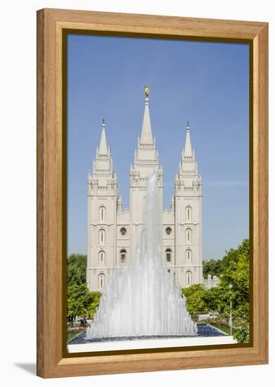 Fountain with Salt Lake Temple, Temple Square, Salt Lake City, Utah-Michael DeFreitas-Framed Premier Image Canvas