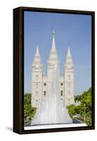 Fountain with Salt Lake Temple, Temple Square, Salt Lake City, Utah-Michael DeFreitas-Framed Premier Image Canvas