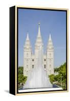 Fountain with Salt Lake Temple, Temple Square, Salt Lake City, Utah-Michael DeFreitas-Framed Premier Image Canvas