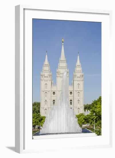 Fountain with Salt Lake Temple, Temple Square, Salt Lake City, Utah-Michael DeFreitas-Framed Photographic Print