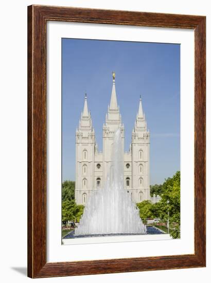 Fountain with Salt Lake Temple, Temple Square, Salt Lake City, Utah-Michael DeFreitas-Framed Photographic Print