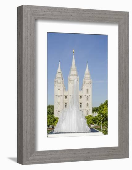 Fountain with Salt Lake Temple, Temple Square, Salt Lake City, Utah-Michael DeFreitas-Framed Photographic Print