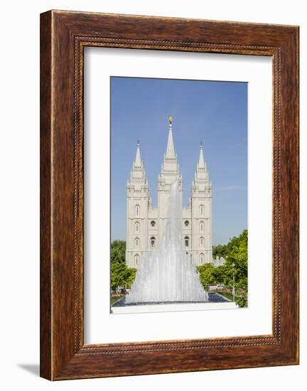 Fountain with Salt Lake Temple, Temple Square, Salt Lake City, Utah-Michael DeFreitas-Framed Photographic Print