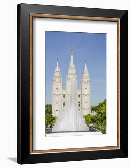 Fountain with Salt Lake Temple, Temple Square, Salt Lake City, Utah-Michael DeFreitas-Framed Photographic Print