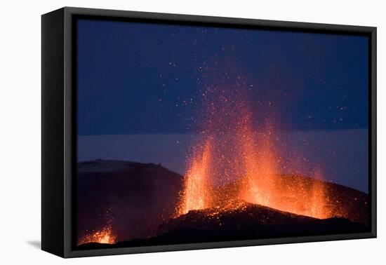 Fountaining Lava Eyjafjallajokull Volcano, Flowing Down Newly-Built Cinder Cone-Natalie Tepper-Framed Premier Image Canvas