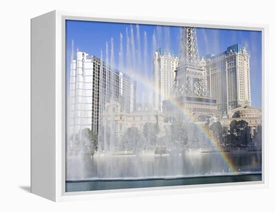 Fountains at Bellagio and Paris Casino, Las Vegas, Nevada, United States of America, North America-Richard Cummins-Framed Premier Image Canvas