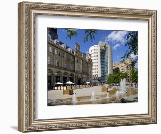 Fountains in City Square, Leeds, West Yorkshire, England, Uk-Peter Richardson-Framed Photographic Print