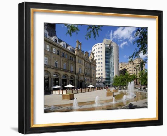 Fountains in City Square, Leeds, West Yorkshire, England, Uk-Peter Richardson-Framed Photographic Print