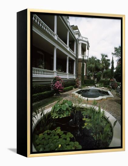 Fountains in Front of Mansion, Calhoun Mansion, Charleston, Charleston County, South Carolina, USA-null-Framed Premier Image Canvas