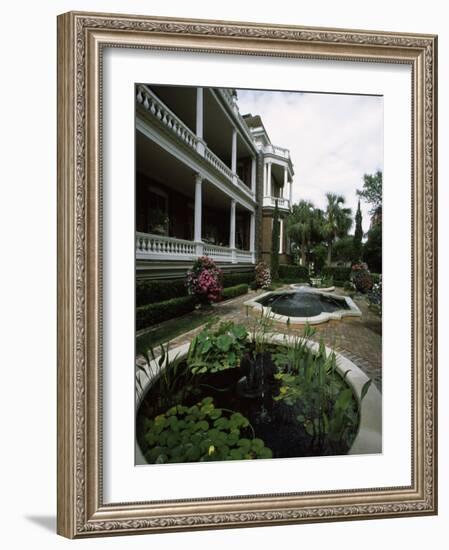 Fountains in Front of Mansion, Calhoun Mansion, Charleston, Charleston County, South Carolina, USA-null-Framed Photographic Print
