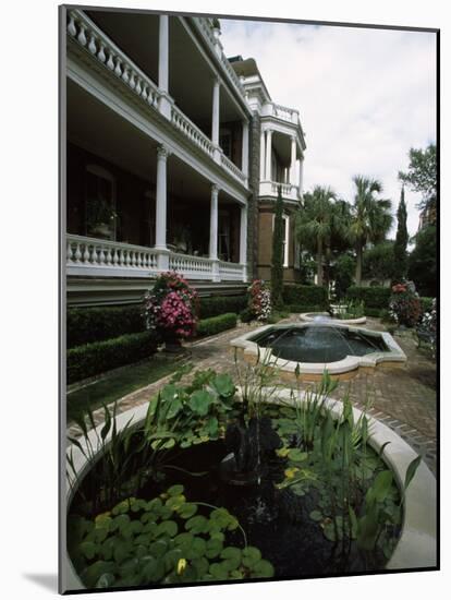 Fountains in Front of Mansion, Calhoun Mansion, Charleston, Charleston County, South Carolina, USA-null-Mounted Photographic Print