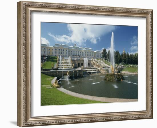 Fountains in Front of the Summer Palace at Petrodvorets in St. Petersburg, Russia, Europe-Gavin Hellier-Framed Photographic Print