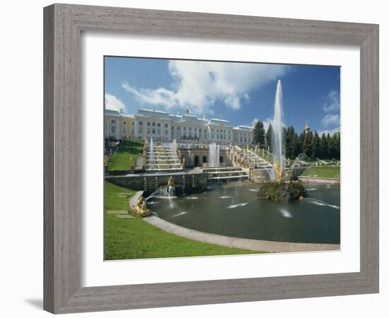 Fountains in Front of the Summer Palace at Petrodvorets in St. Petersburg, Russia, Europe-Gavin Hellier-Framed Photographic Print