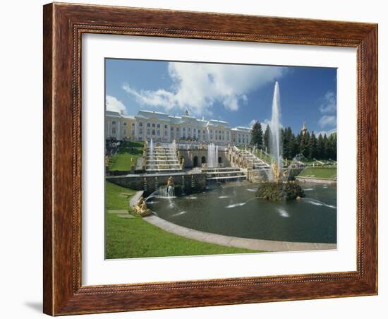 Fountains in Front of the Summer Palace at Petrodvorets in St. Petersburg, Russia, Europe-Gavin Hellier-Framed Photographic Print