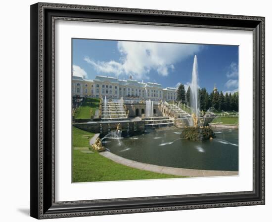 Fountains in Front of the Summer Palace at Petrodvorets in St. Petersburg, Russia, Europe-Gavin Hellier-Framed Photographic Print