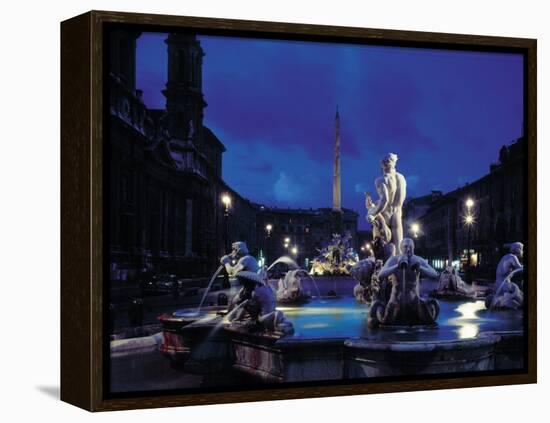 Fountains in the Piazza Navona at Night-Dmitri Kessel-Framed Premier Image Canvas