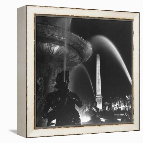 Fountains of Paris Shimmering with Light at Night-David Scherman-Framed Premier Image Canvas