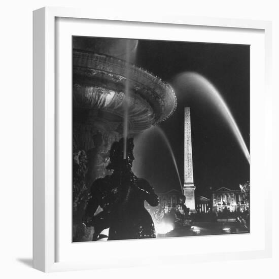 Fountains of Paris Shimmering with Light at Night-David Scherman-Framed Photographic Print