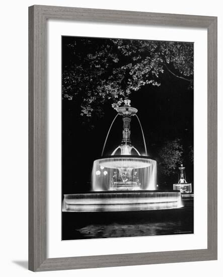 Fountains of Paris Shimmering with Light During the Night-David Scherman-Framed Photographic Print