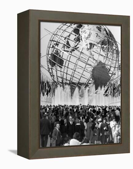 Fountains Surrounding Unisphere at New York World's Fair Closing Day-Henry Groskinsky-Framed Premier Image Canvas