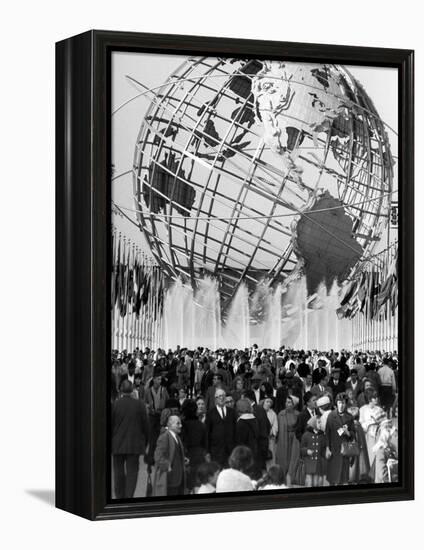 Fountains Surrounding Unisphere at New York World's Fair Closing Day-Henry Groskinsky-Framed Premier Image Canvas