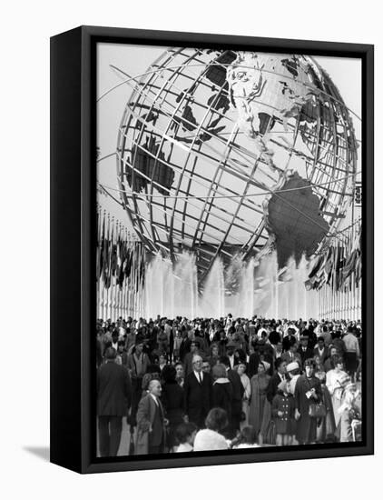 Fountains Surrounding Unisphere at New York World's Fair Closing Day-Henry Groskinsky-Framed Premier Image Canvas