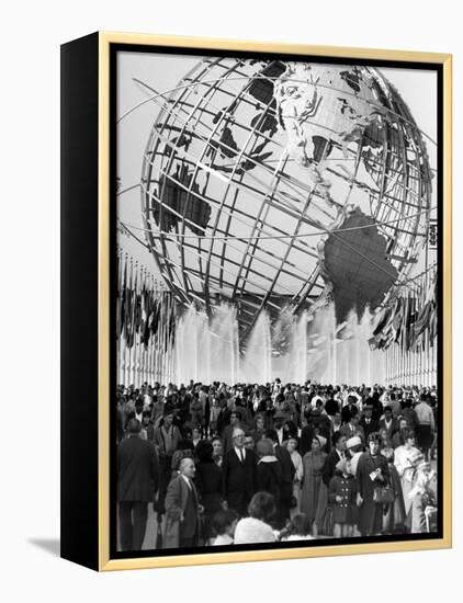 Fountains Surrounding Unisphere at New York World's Fair Closing Day-Henry Groskinsky-Framed Premier Image Canvas