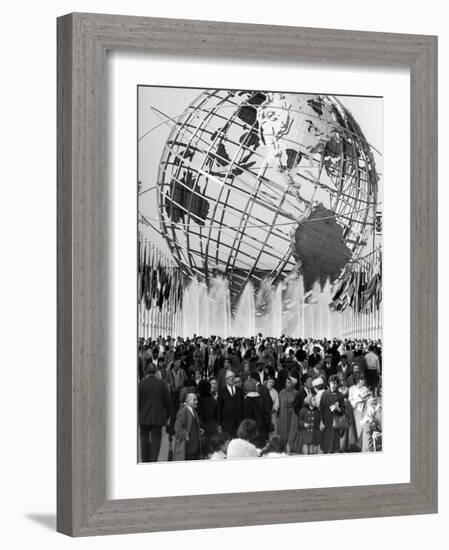 Fountains Surrounding Unisphere at New York World's Fair Closing Day-Henry Groskinsky-Framed Photographic Print