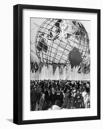 Fountains Surrounding Unisphere at New York World's Fair Closing Day-Henry Groskinsky-Framed Photographic Print