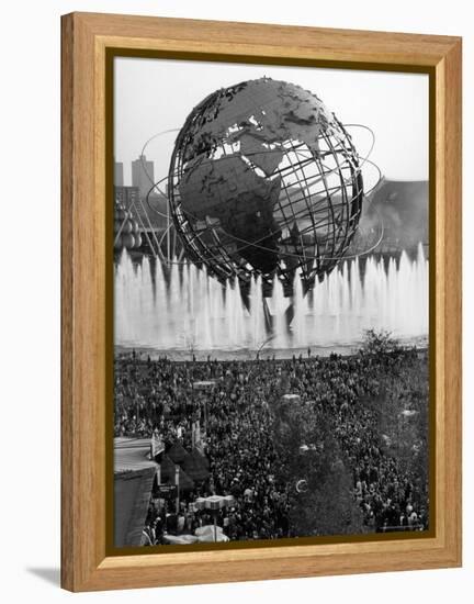 Fountains Surrounding Unisphere at New York World's Fair on Its Closing Day-Henry Groskinsky-Framed Premier Image Canvas