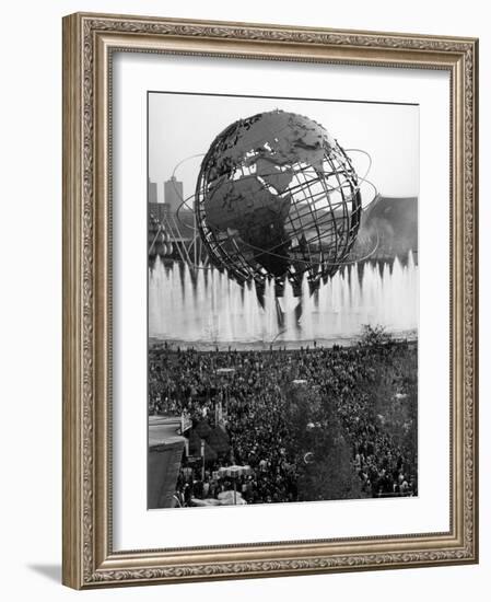 Fountains Surrounding Unisphere at New York World's Fair on Its Closing Day-Henry Groskinsky-Framed Photographic Print