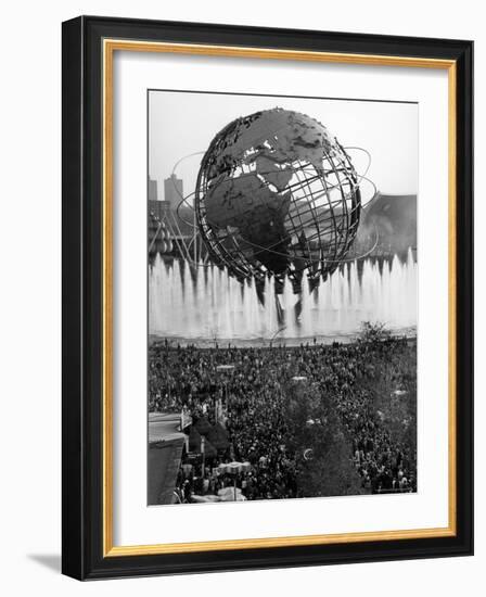 Fountains Surrounding Unisphere at New York World's Fair on Its Closing Day-Henry Groskinsky-Framed Photographic Print