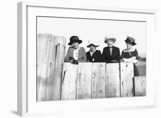 Four Adult Sisters Pose Along a Fence, Ca. 1910-null-Framed Photographic Print