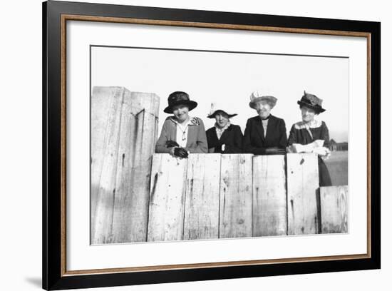 Four Adult Sisters Pose Along a Fence, Ca. 1910-null-Framed Photographic Print