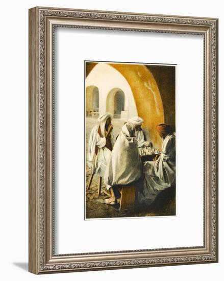 Four Algerian Men Playing Chess in a Shady Section of a Secluded Courtyard-null-Framed Photographic Print