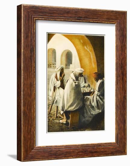 Four Algerian Men Playing Chess in a Shady Section of a Secluded Courtyard-null-Framed Photographic Print