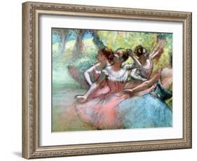 Four Ballerinas on the Stage-Edgar Degas-Framed Giclee Print